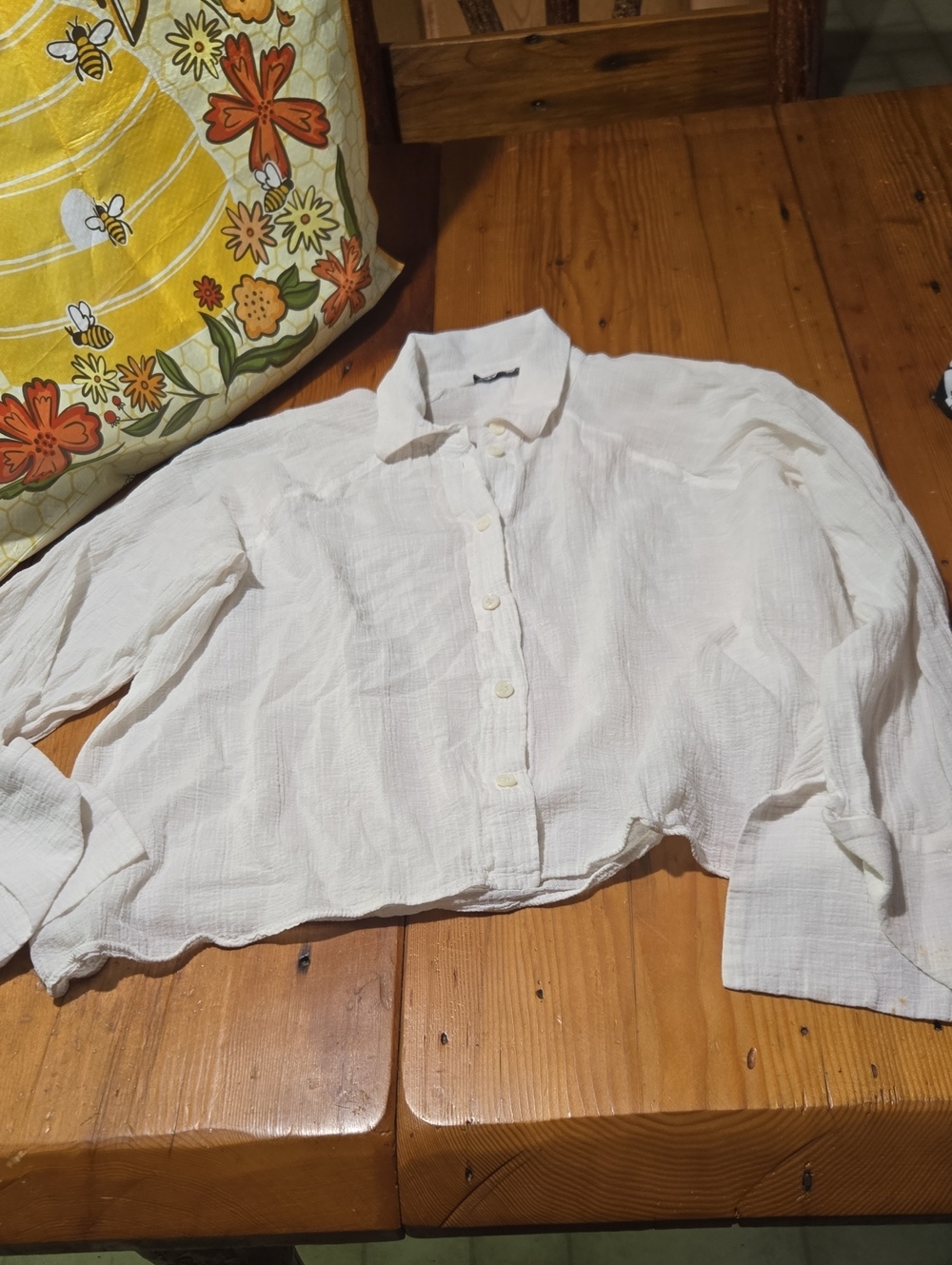 Zara White Lightweight Button-Down Sz S Shirt